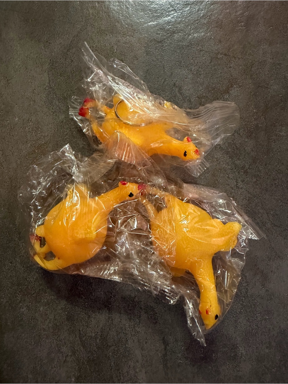 Set of 3 egg laying squishy Rubber Chick Toys